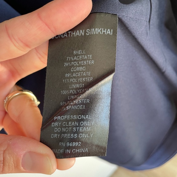 SIMKHAI Navy Blue Crepe Satin Combo Bustier Wrap Dress Size 0 - Picture 9 of 11